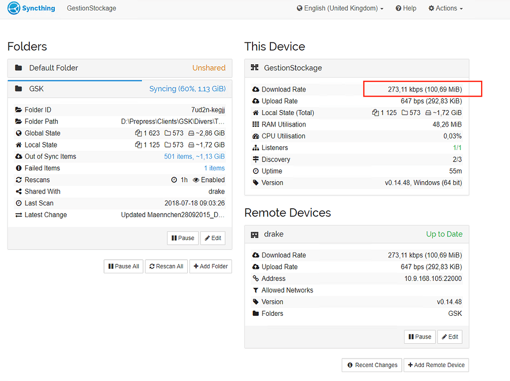 Slow Transfer Rate Support Syncthing Community Forum