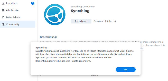 syncthing docker package
