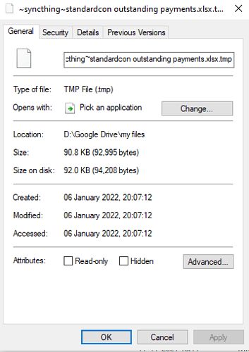 file synced in another system - and saved again there - got synced here as temp file