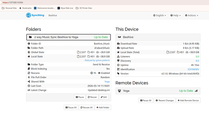 Syncthing Beehive Config