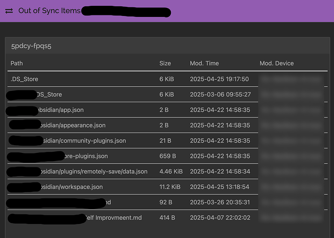 Unsynced Files