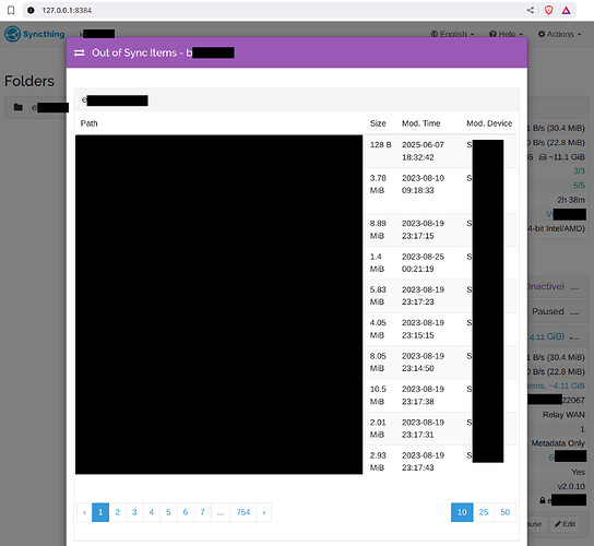 Local desktop view, machine K, files erroneously modified by Android device