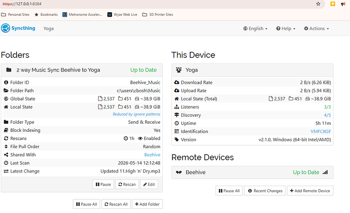 Syncthing Yoga Config